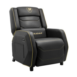 Sofá Ranger Pro Negro Dorado de Acer con Estructura de Acero, Reposapiés Plegable, Respaldo Inclinable y Mesa Giratoria