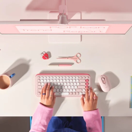 Logitech Pop Icon Teclado y Mouse Rosado - 920-013053