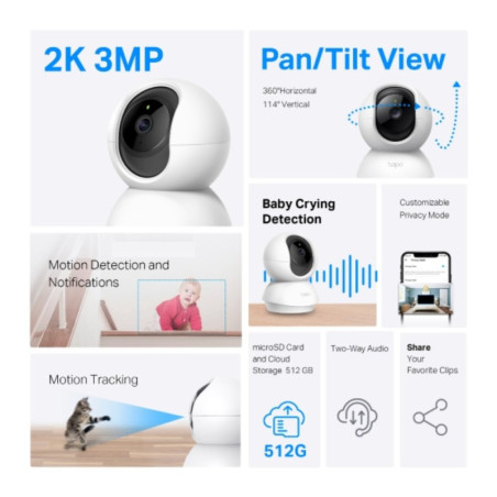Cámara de Seguridad WiFi PanTilt TC71 - Control de Acceso y Vigilancia