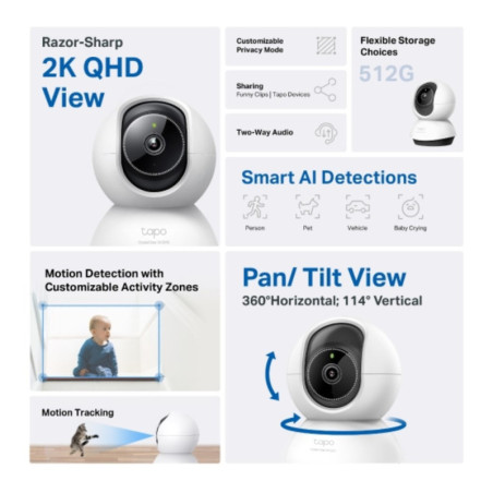 PanTilt AI Home Security WiFi Camera TC72 – Cámara de Vigilancia Inteligente
