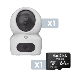 Kit Cmara PT Wifi 2K Dual  Aaudio de Dos Vas  Deteccin Humana  Visin a Color  Interior  Incluye Montaje para P