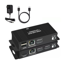 KVM 60M HDMI 1080P 60HZ  USB EXTENSOR RJ45 CAT6 5E RX  TX 12V NEGRO Garanta 1 Ao