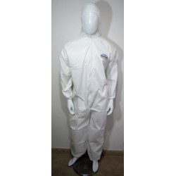 Traje Blanco En Polipropileno Con Capucha Contra Particulas Y Salpicaduras Traje Blanco En Polipropileno Con Capucha Contra Particulas Y Salpicaduras