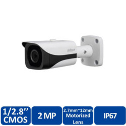 Camara Dahua Bullet 2MP Lente fijo 28mm 4en1 CVI TVI AHD CVBSSemimetalica DWDR Smart IR80m IP67 12VDC