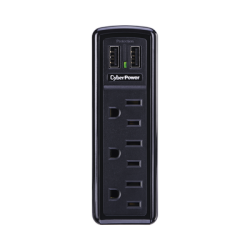 Multicontacto con Supresor de Picos de Pared, Voltaje de Entrada 125 Vca NEMA 5-15P, Con 3 Salidas NEMA 5-15R, 2 Puertos de Car Multicontacto con Supresor de Picos de Pared, Voltaje de Entrada 125 Vca NEMA 5-15P, Con 3 Salidas NEMA 5-15R, 2 Puertos de Car