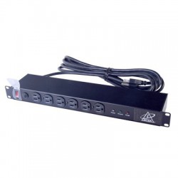 Protector de 12 tomas para circuito de 110 V / 15 A, tipo rack. Protector de 12 tomas para circuito de 110 V / 15 A, tipo rack.