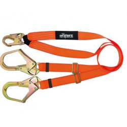 Eslinga de Restricción en Y Graduable con Un Mosquetón de 3/4 Para Anclaje al Arnés y mosquetones de 2 1/4 en cada terminal Eslinga de Restricción en Y Graduable con Un Mosquetón de 3/4 Para Anclaje al Arnés y mosquetones de 2 1/4 en cada terminal